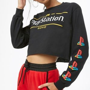 Sega Playstation Black Crop Top
